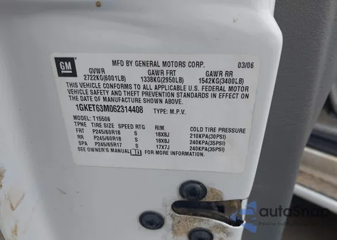 2006 GMC Envoy Denali z USA, uszkodzony, nr VIN 1GKET63M062314408